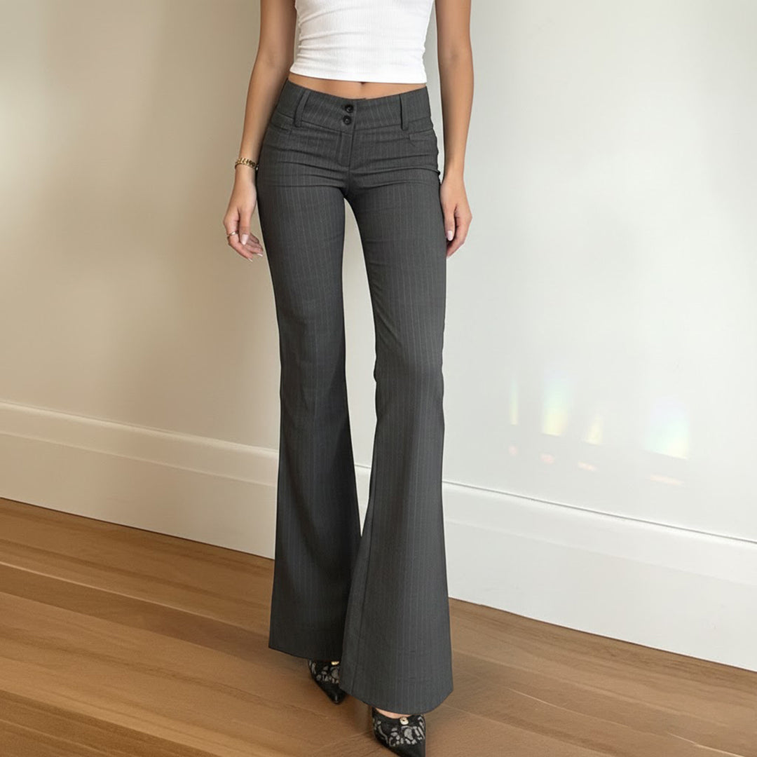 Damen Flared Jeans mit modischem Streifenmuster und hohem Bund EB