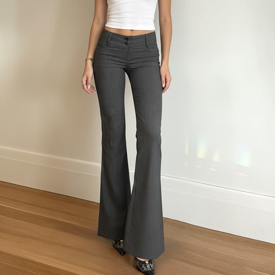Damen Flared Jeans mit modischem Streifenmuster und hohem Bund EB