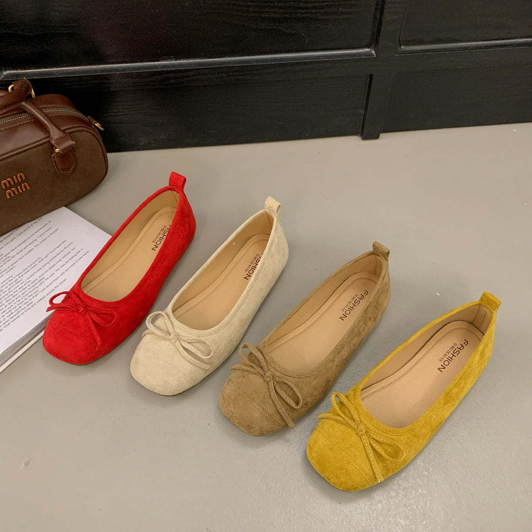 Damen Ballerinas mit zierlicher Schleifenverzierung und bequemer Ledersohle EB
