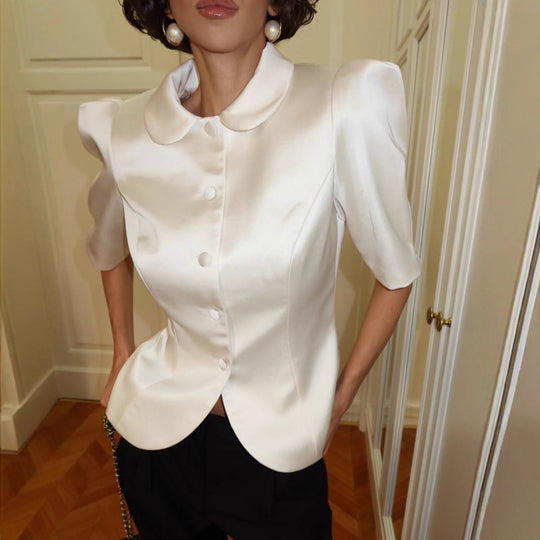 Damen Blazer mit Puffärmeln und klassischem Kragen EB