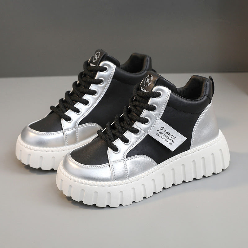 Damen Modische High-Top Sneakers mit sportlichem Design und robustem Sohlenprofil EB