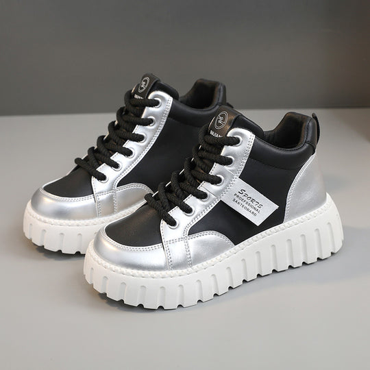 Damen Modische High-Top Sneakers mit sportlichem Design und robustem Sohlenprofil EB