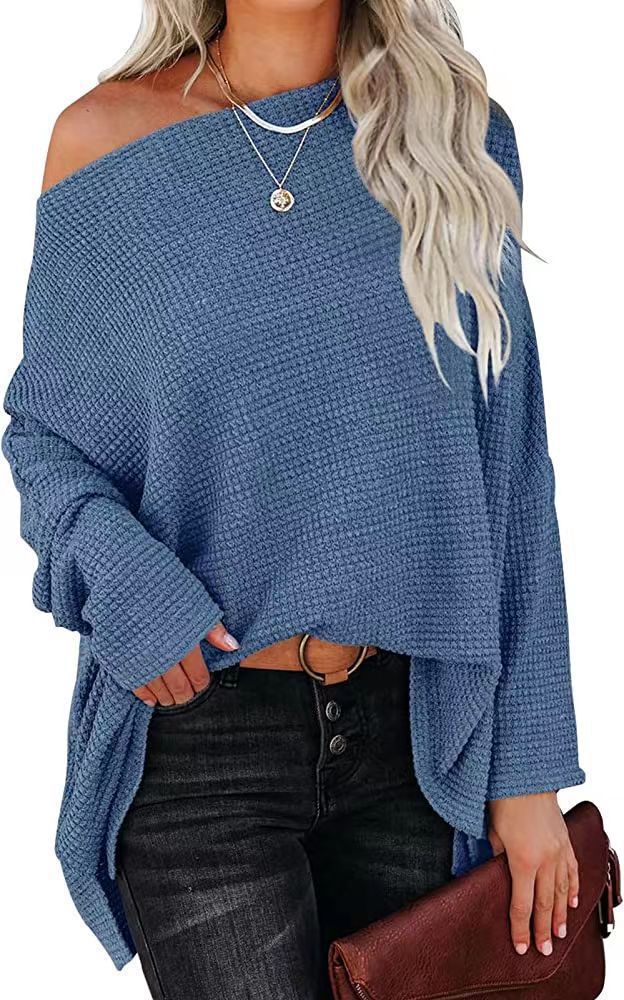 Damen lässiger Off-Shoulder Pullover im Strukturdesign EB