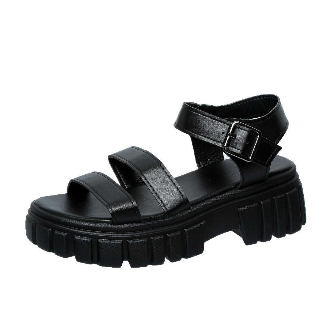 Damen Komfortable Plateau-Sandalen mit verstellbarem Riemen und rutschfester Sohle EB
