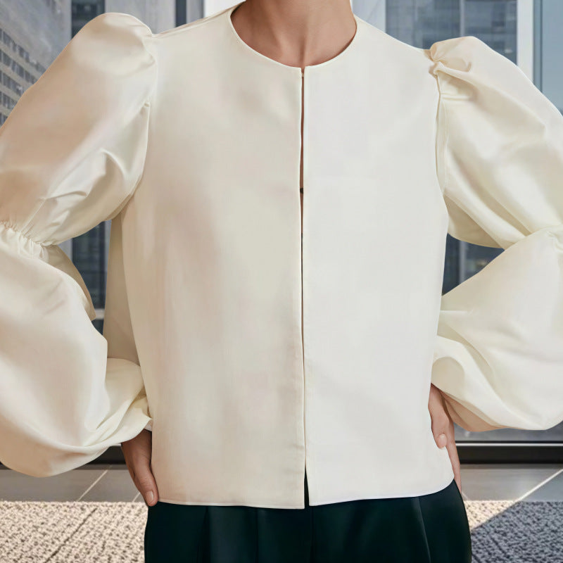 Damen Bluse mit voluminösen Puffärmeln und elegantem Design EB