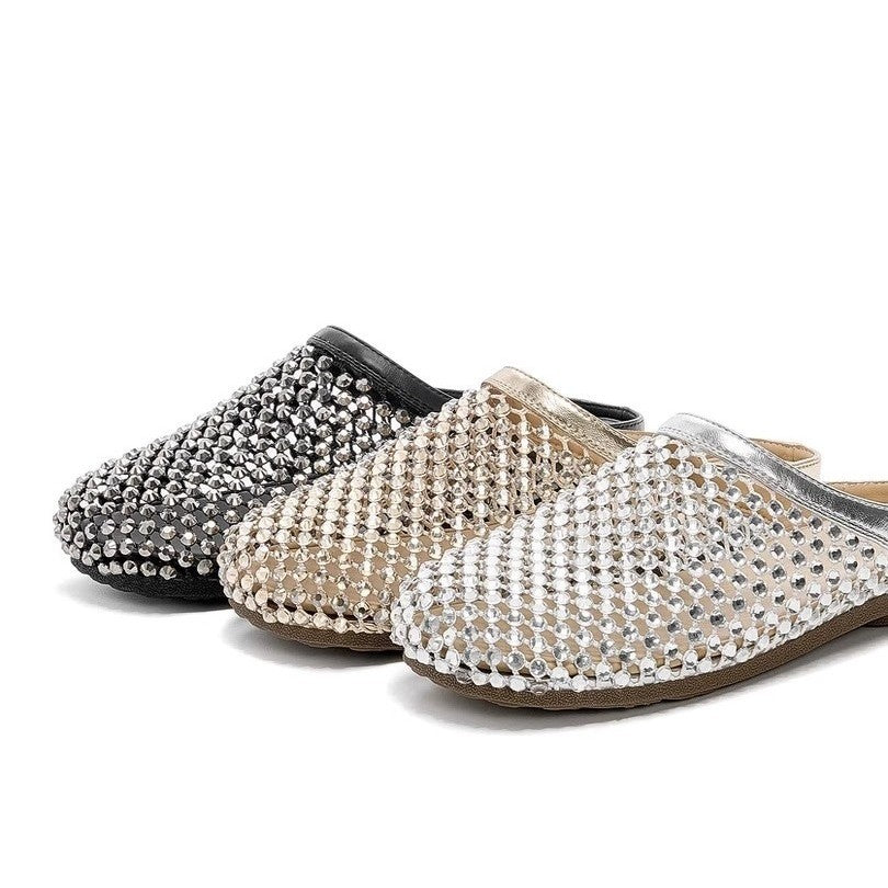 Damen modische Pantoletten mit eleganter Strassverzierung und bequemer Sohle EB