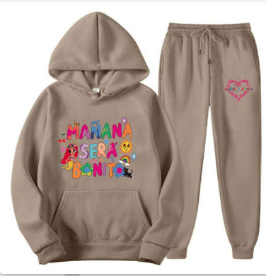 Damen Sweatshirt- und Jogginghose-Set mit buntem Aufdruck EB