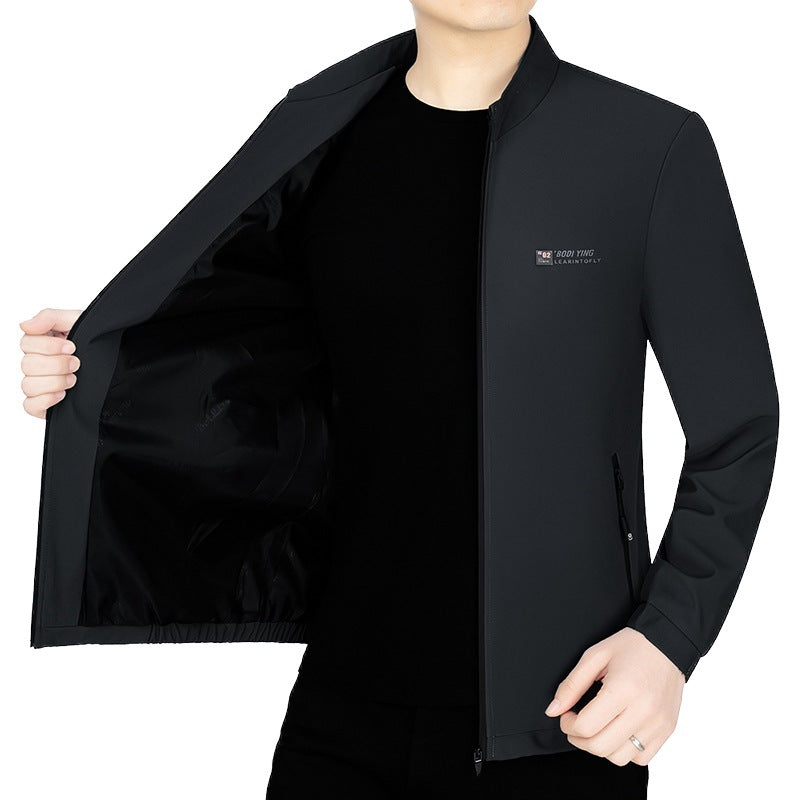 Herren Stehkragen-Jacke mit wärmendem Teddyfutter und Reißverschluss EB