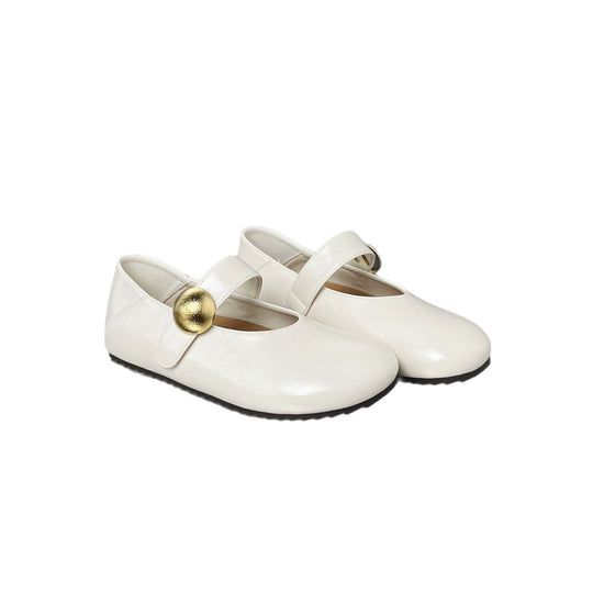 Damen Ballerinas mit elegantem Riemen und goldener Schnalle EB