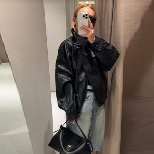 Damen elegante und voluminöse jacke mit Stehkragen EB