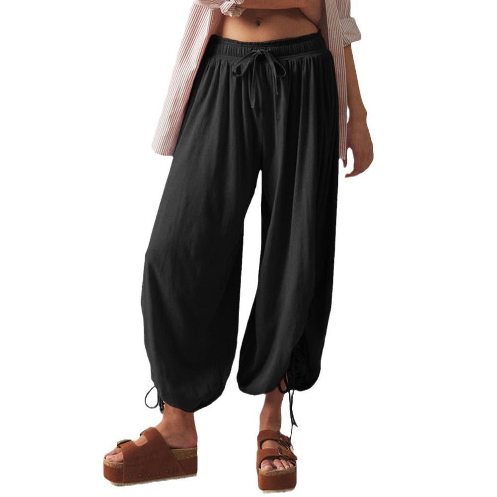 Damen Bequeme Haremshose mit raffinierten Rüschendetails EB