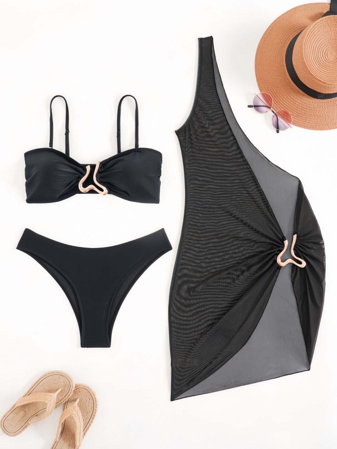 Damen Bikini-Set mit modernem Wickelrock und elastischem Oberteil EB