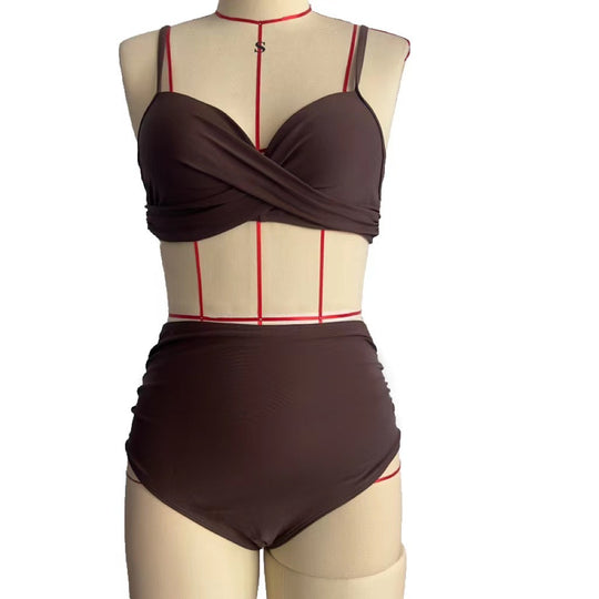 Damen High-Waist Bikini mit Leo-Muster EB