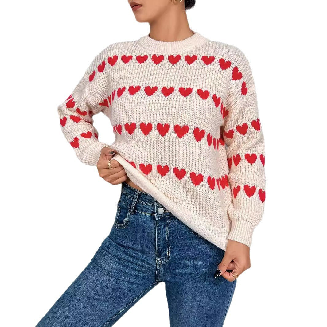Damen Pullover mit Herzmotiv in lässiger Passform EB