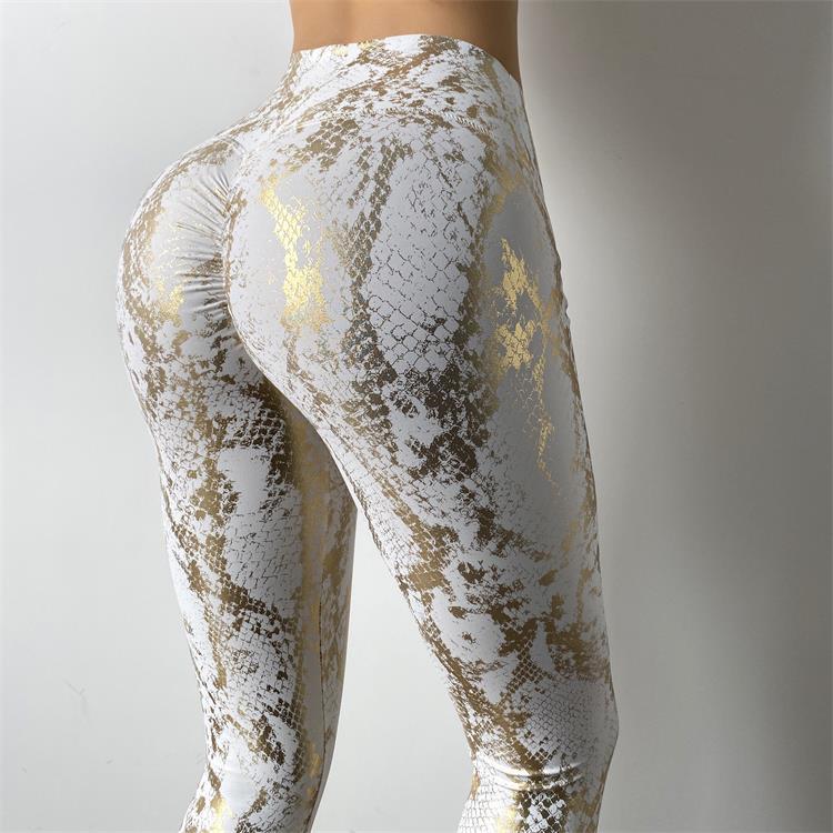 Damen nan hoch taillierte Sportleggings mit formender Kompression und strukturierter Schlangenprägung EB