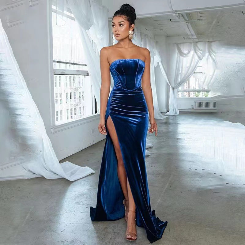 Damen elegantes Abendkleid mit taillierter Silhouette und hohem Beinschlitz EB