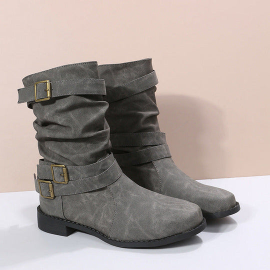 Vintage Schnalle Mid-Calf Stiefel EB