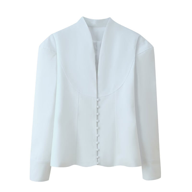Damen Blazerjacke mit klassischem Kragen und eleganten Knopfdetails EB