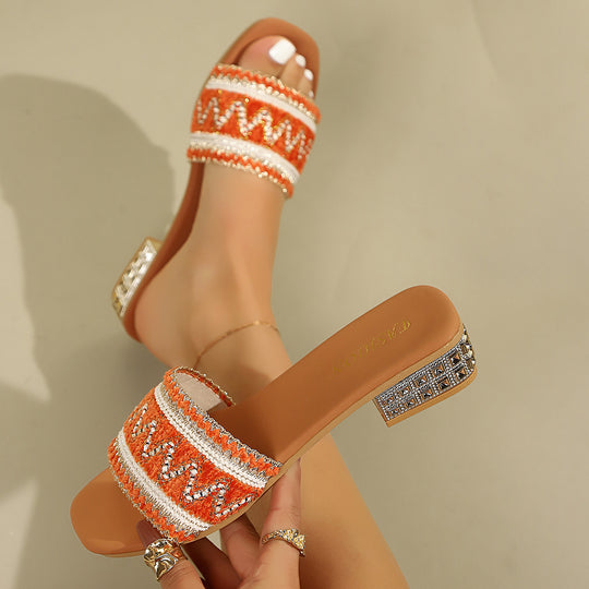 Damen Bequeme Schmuck-Sandalen mit stylishen Riemchen und funkelnden Details EB