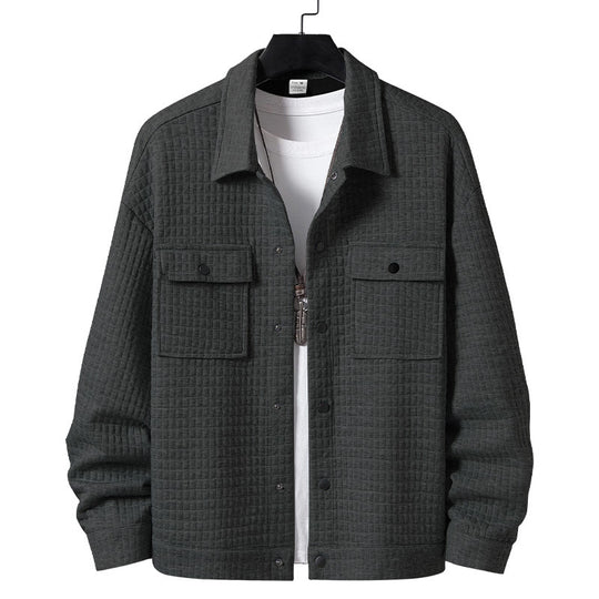 Herren nan gesteppte Overshirtjacke mit quadratischer Steppstruktur und aufgesetzten Brusttaschen EB