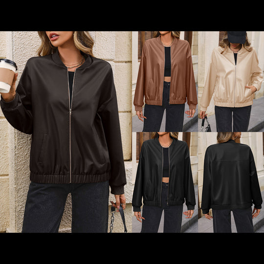 Damen Sportliche Bomberjacke mit elastischen Bündchen und Taschen EB