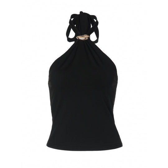 Damen Haltertop mit elegantem Ringdetail und figurbetontem Schnitt EB