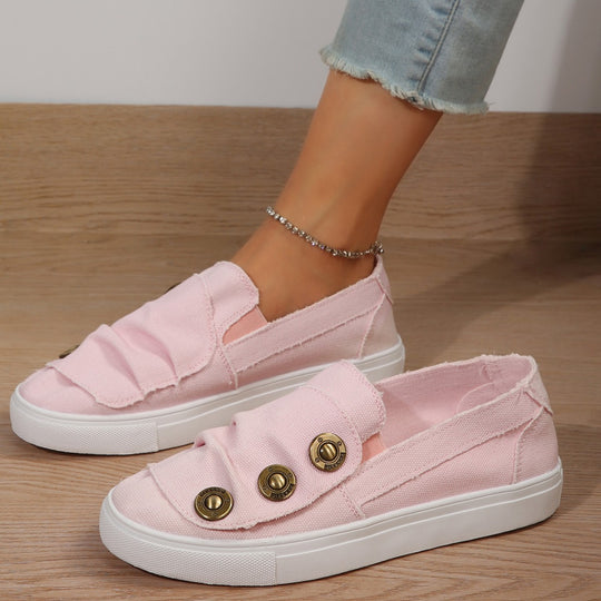 Damen Slip-On Sneakers mit modischen Knopfdetails EB