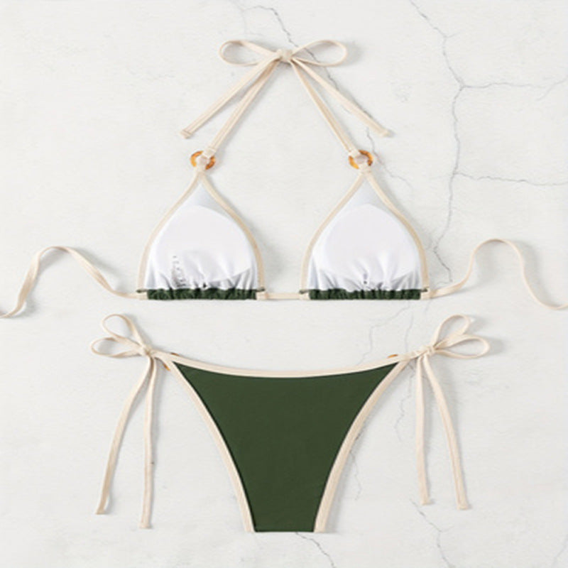 Damen Triangel-Bikini mit dekorativen Ringdetails EB