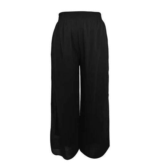 Damen Weit geschnittene Chiffon-Hose mit elastischem Taillenbund und hohen Seitentaschen EB
