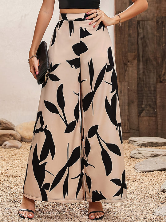 Damen Hochtaillierte Sommerhose mit floralem Druck EB