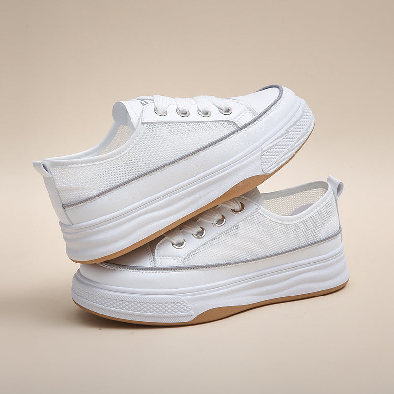Damen Sportliche Plateausneaker mit atmungsaktivem Mesh-Obermaterial und rutschfester Sohle EB