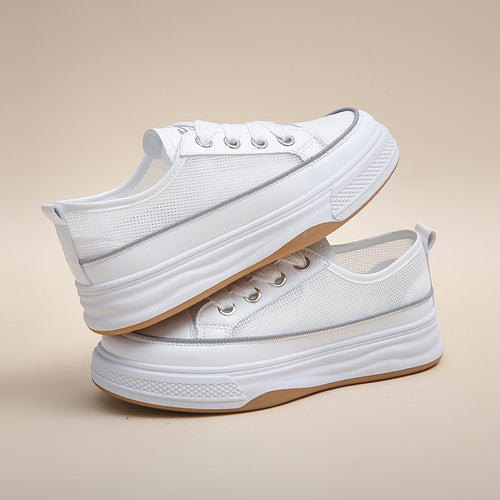 Damen Sportliche Plateausneaker mit atmungsaktivem Mesh-Obermaterial und rutschfester Sohle EB