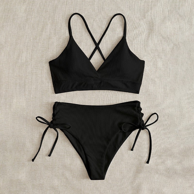 Damen Bikini-Set mit verstellbaren Trägern und raffinierten Schnürdetails EB
