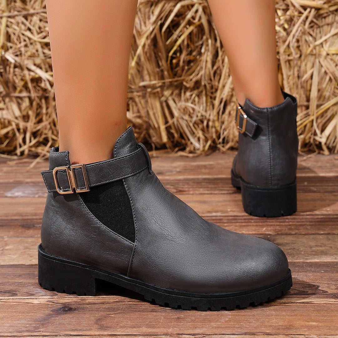 Damen Chelsea-Ankleboot mit elastischem Einsatz und Zier-Schnallenriemen EB