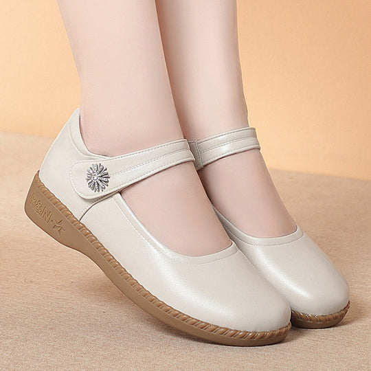 Damen Bequeme Mary Jane Ballerinas mit modischem Riemen und dekorativem Schmuckdetail EB