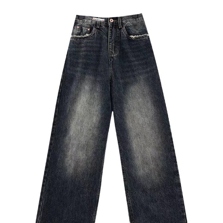 Damen Weite Baggy-Jeans mit authentischem Used-Look EB