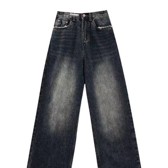 Damen Weite Baggy-Jeans mit authentischem Used-Look EB