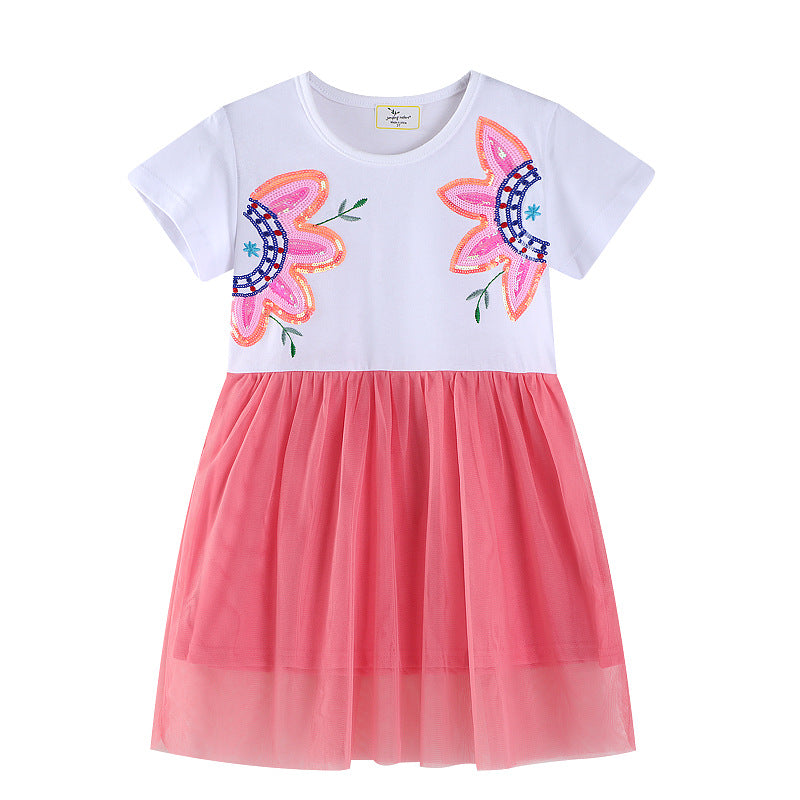 Mädchen Tüllkleid mit floralem Stickdesign EB