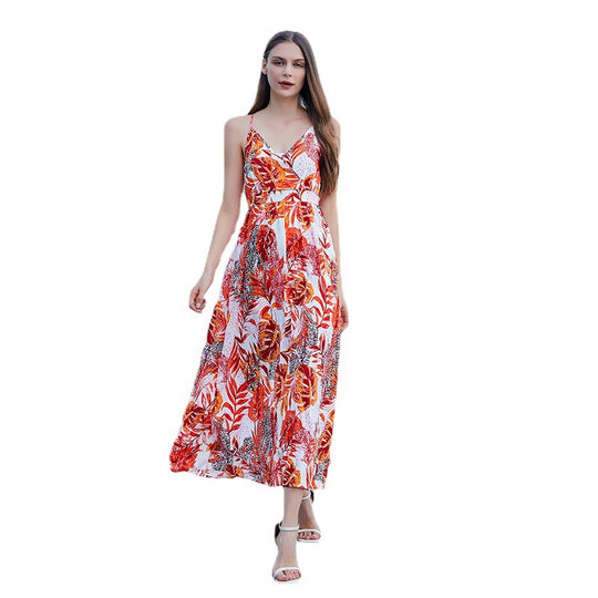 Damen Maxikleid mit floralem Schnitt und eleganter Taillierung EB