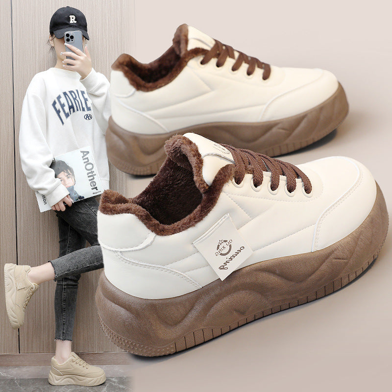 Damen modische Sneakers mit warmem Innenfutter und robuster Profilsohle EB