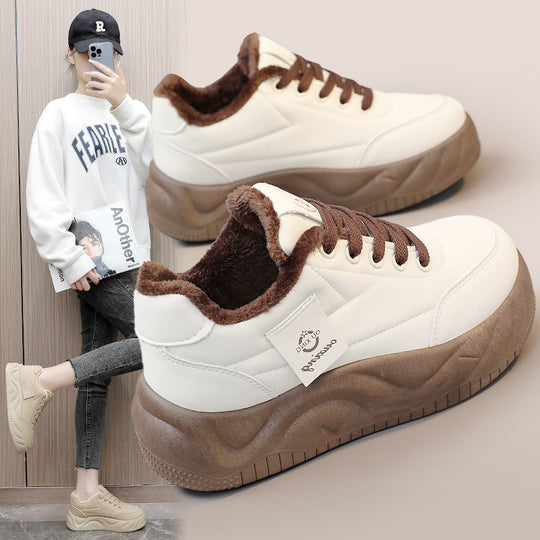 Damen modische Sneakers mit warmem Innenfutter und robuster Profilsohle EB