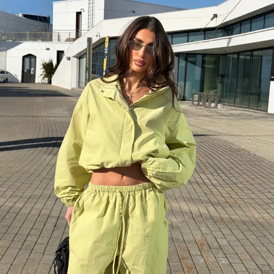 Damen nan lässiges Zweiteiler-Set aus fließendem Stoff mit weitem Bein EB