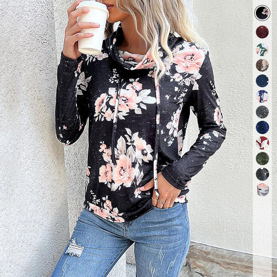 Damen Kapuzenpullover mit floralem Design und modernem Schnitt EB