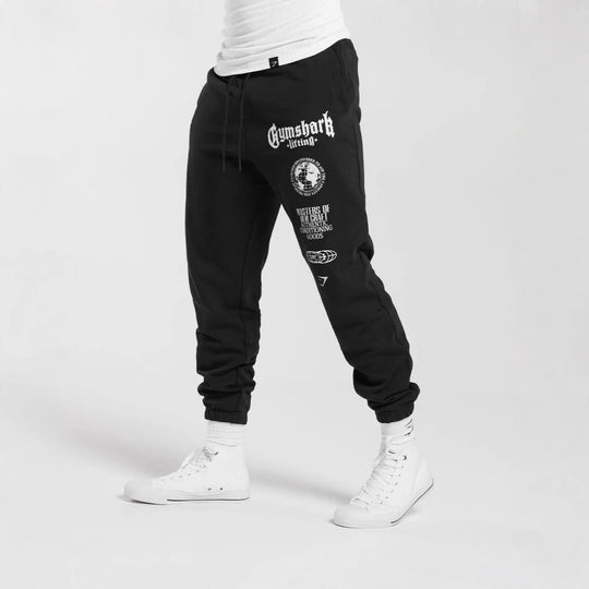 Herren nan konisch geschnittene Baumwollfleece-Sweathose mit elastischem Kordelbund gerippten Beinabschlüssen und großflächigem Logodruck EB