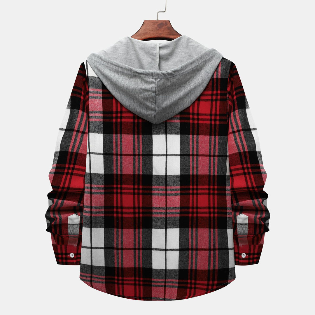 Herren Karohemdjacke mit integrierter Kapuze und modischem Design EB