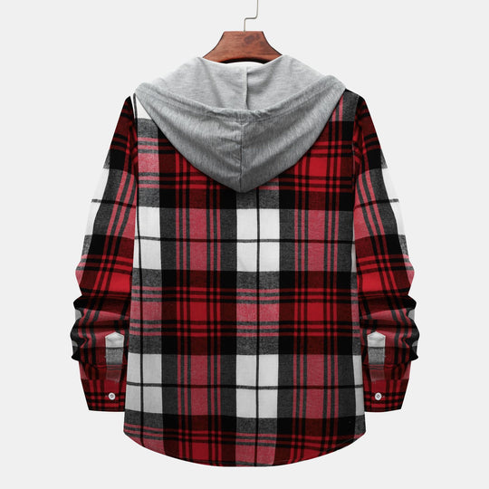 Herren Karohemdjacke mit integrierter Kapuze und modischem Design EB