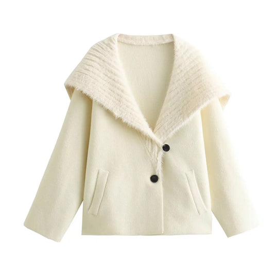 Damen Kuschelige Fleecejacke mit breitem Kragen EB