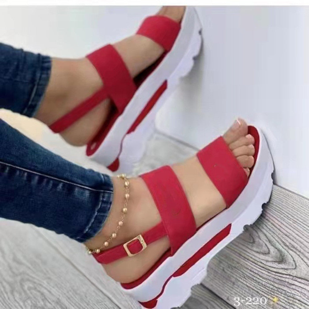 Damen Komfortable Plateau-Sandalen mit breiten Riemen und innovativer Sohle EB