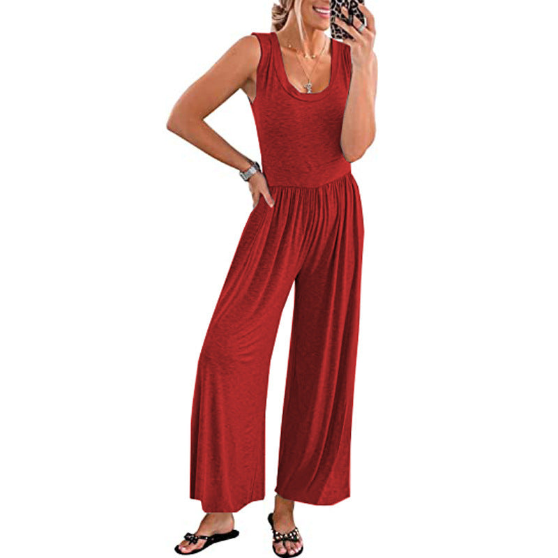Damen Weit geschnittener Jersey-Jumpsuit EB