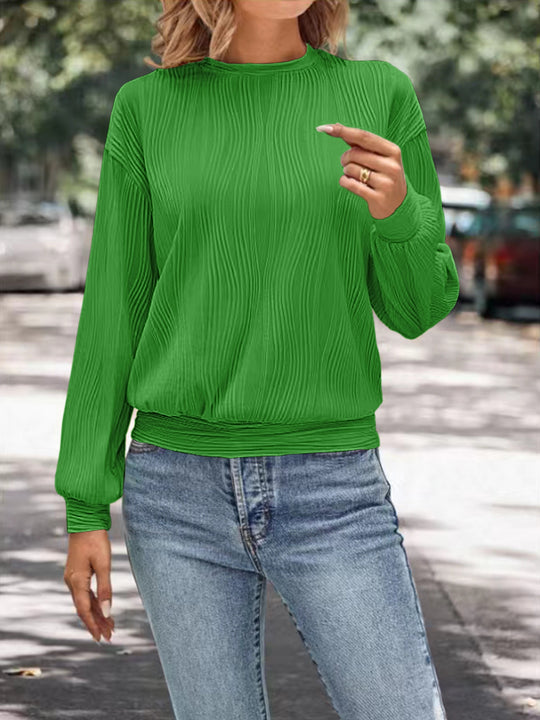 Damen Plissee Pullover mit lässigem Schnitt und geschmeidiger Textur EB